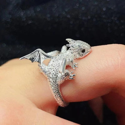 1/2Pcs Vintage Dragon Rings Men Women Cute Animal Silver Color Metal Punk Fashion Opening Finger Ring Jewelry Accessories Gifts