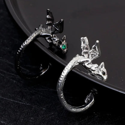 1/2Pcs Vintage Dragon Rings Men Women Cute Animal Silver Color Metal Punk Fashion Opening Finger Ring Jewelry Accessories Gifts