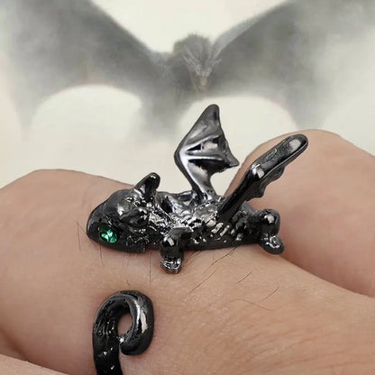 1/2Pcs Vintage Dragon Rings Men Women Cute Animal Silver Color Metal Punk Fashion Opening Finger Ring Jewelry Accessories Gifts